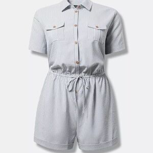 Torrid Blue and White Striped Romper